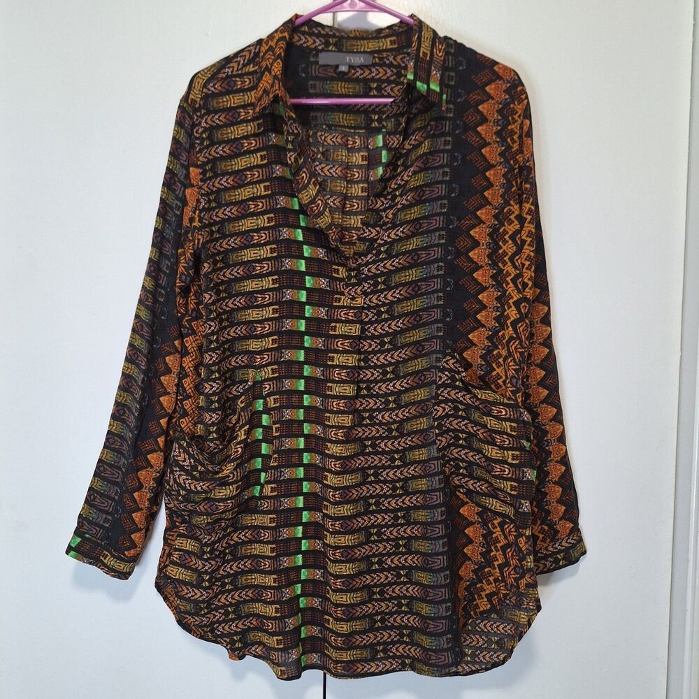 Tysa Relaxed Tunic Top With Draped Pockets Sz 1 Small